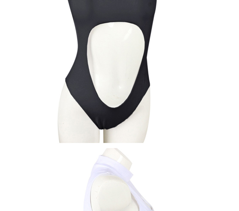 Fashion White Zipper Openwork One-piece Swimsuit,One Pieces