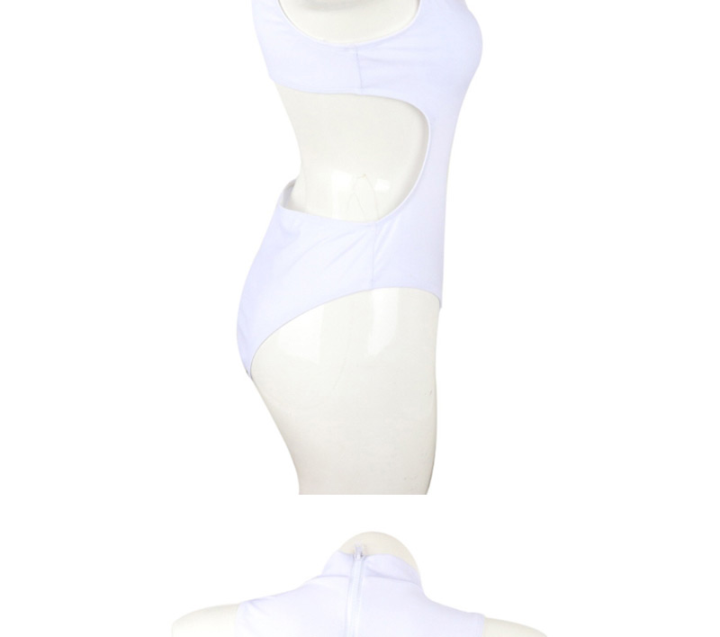 Fashion White Zipper Openwork One-piece Swimsuit,One Pieces