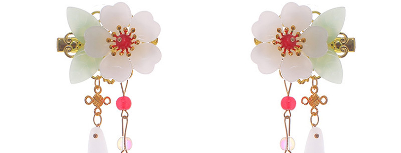 Fashion White Pair Of Flower Tassel Hair Clips,Kids Accessories