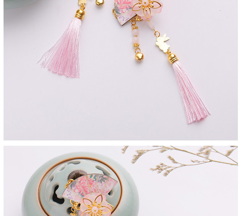 Fashion Pink Fan Flower Tassel Hair Clip 1 Pair,Kids Accessories