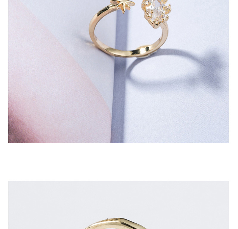 Fashion Gold Plated Gold-plated Starburst Zircon Ring,Bracelets