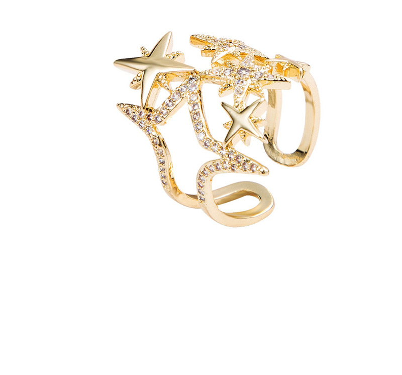 Fashion Gold Openwork Eight-pointed Star Open Diamond Ring,Bracelets