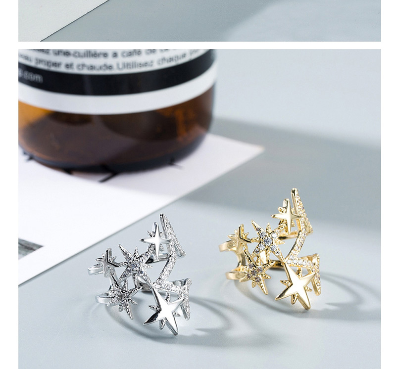 Fashion Silver Openwork Eight-pointed Star Open Diamond Ring,Bracelets