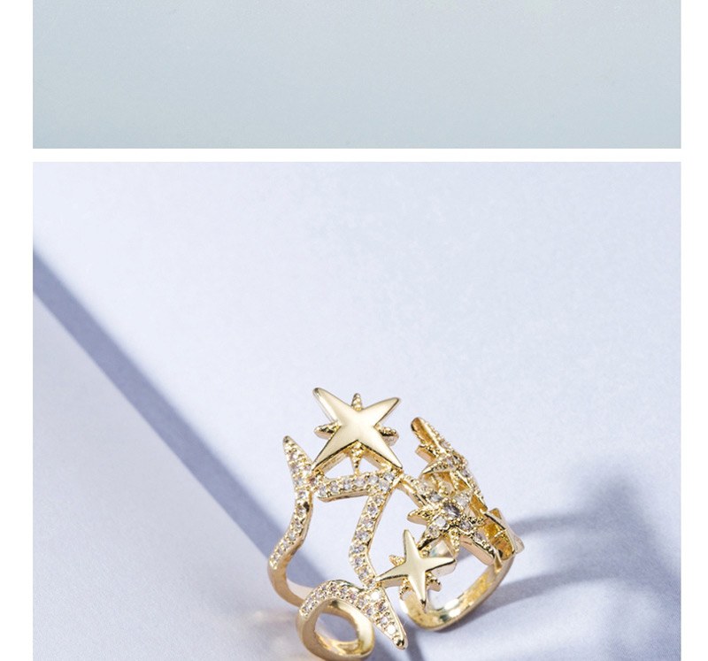 Fashion Gold Openwork Eight-pointed Star Open Diamond Ring,Bracelets