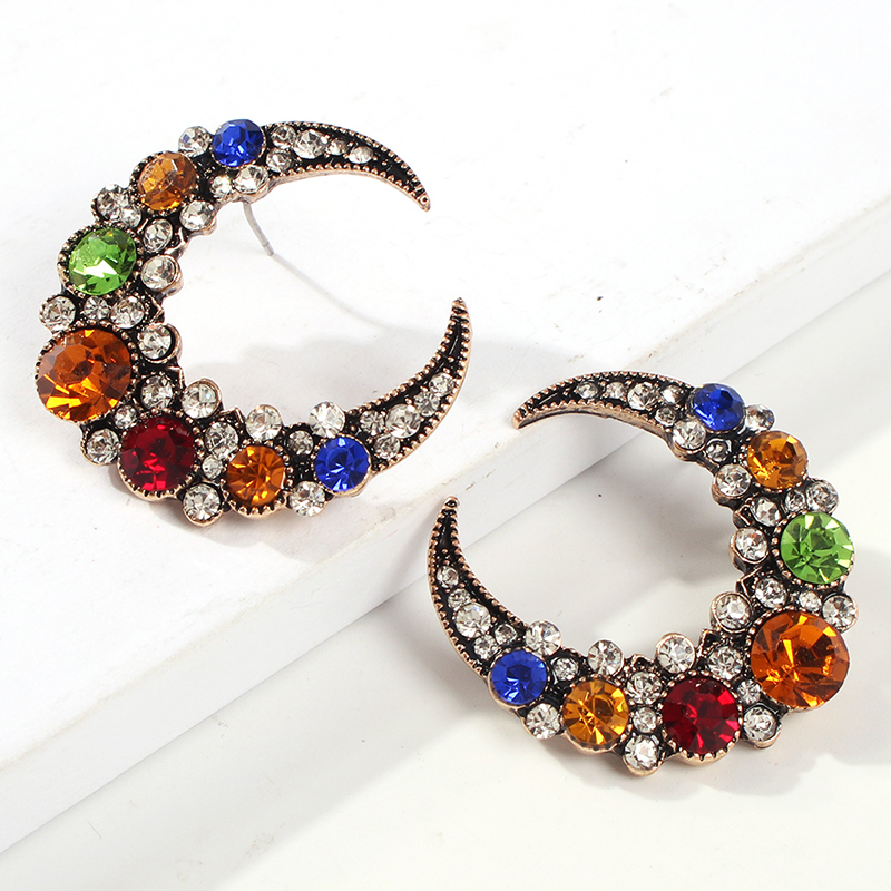 Fashion Color Alloy Studded C-shaped Earrings,Stud Earrings