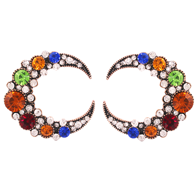 Fashion Color Alloy Studded C-shaped Earrings,Stud Earrings
