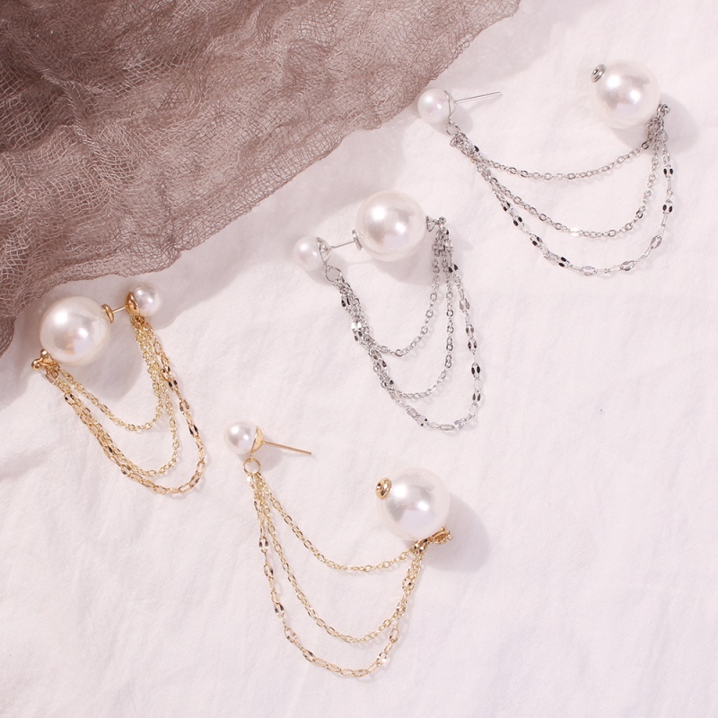Fashion White K Alloy Chain Fringed Pearl Earrings,Drop Earrings