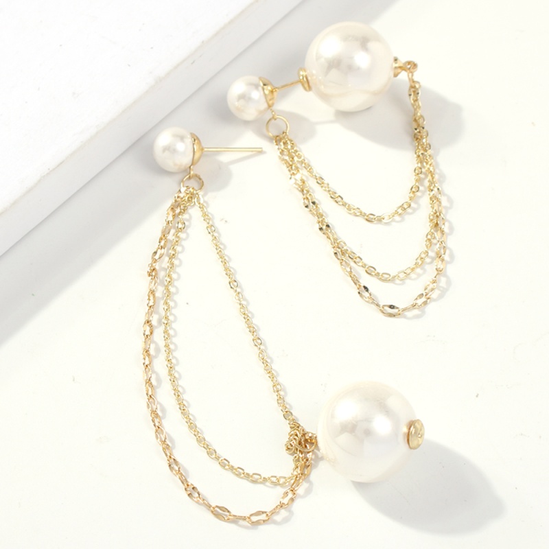 Fashion White K Alloy Chain Fringed Pearl Earrings,Drop Earrings