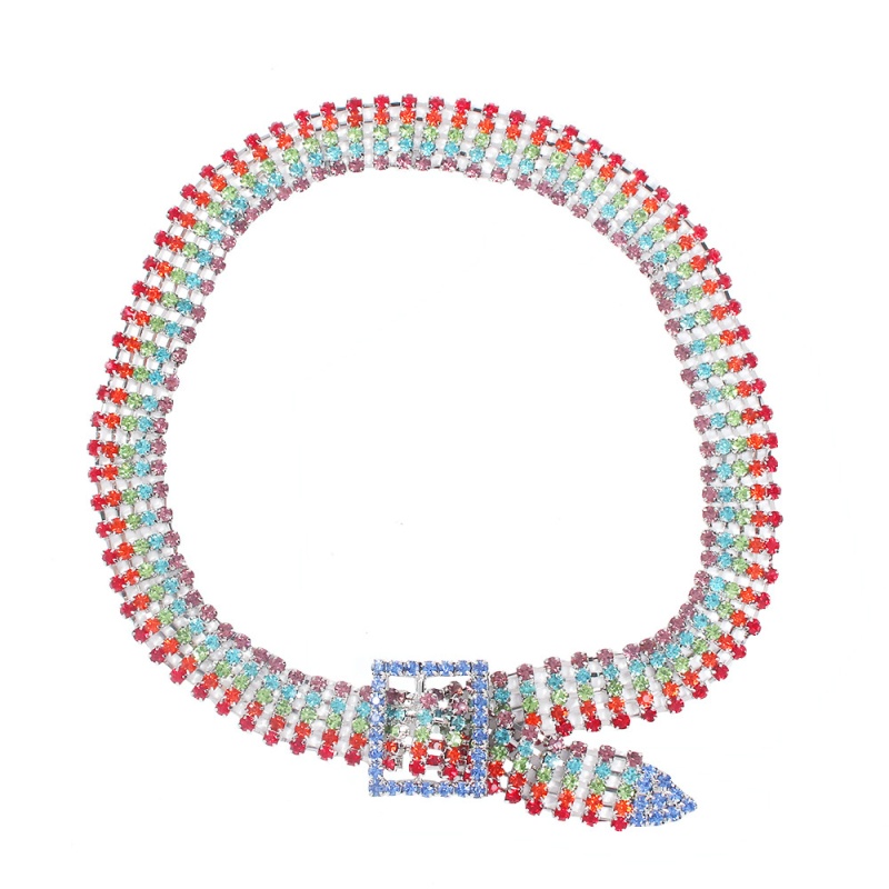 Fashion Color Alloy Belt Buckle Diamond Necklace,Bib Necklaces