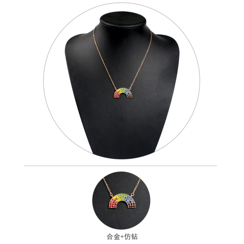 Fashion Gold Alloy Semi-circular Diamond Necklace,Pendants