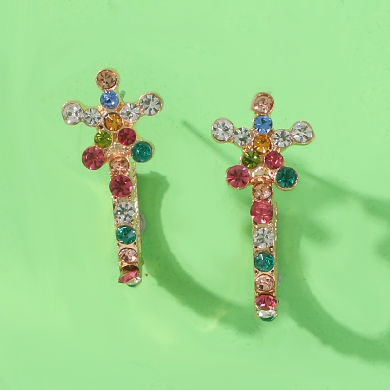 Fashion Gold Color Drill Alloy Diamond Flower C-shaped Earrings,Stud Earrings
