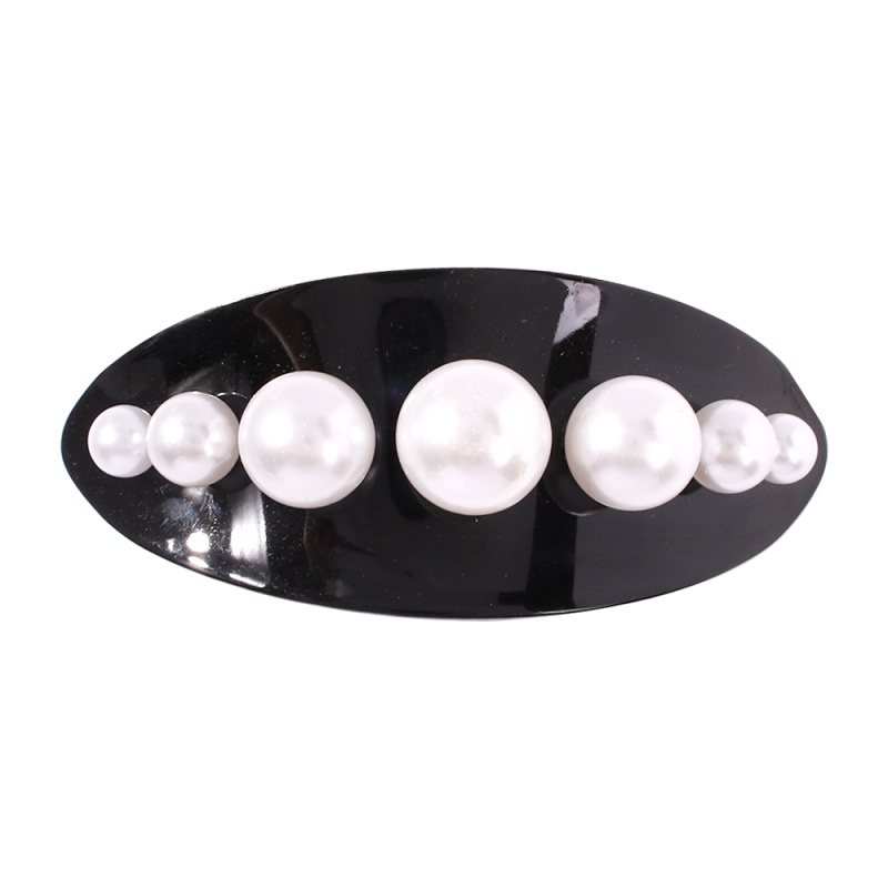 Fashion Black Elliptical Resin With Pearl Alloy Hairpin,Hairpins