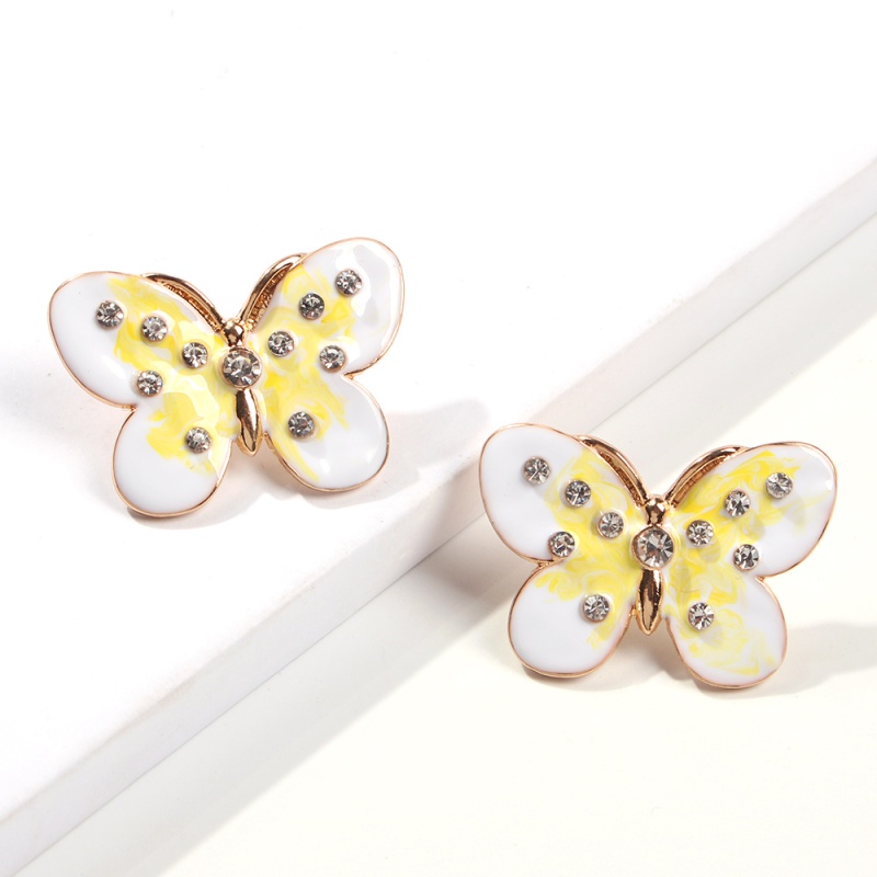 Fashion Gold Alloy Drop Oil Butterfly Stud Earrings,Stud Earrings