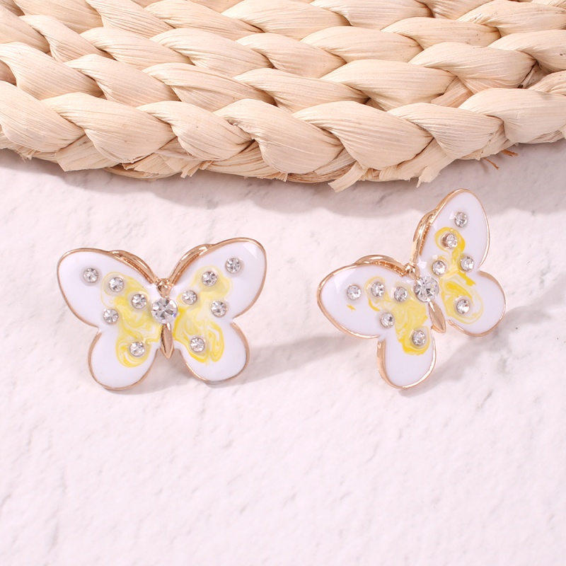 Fashion Gold Alloy Drop Oil Butterfly Stud Earrings,Stud Earrings