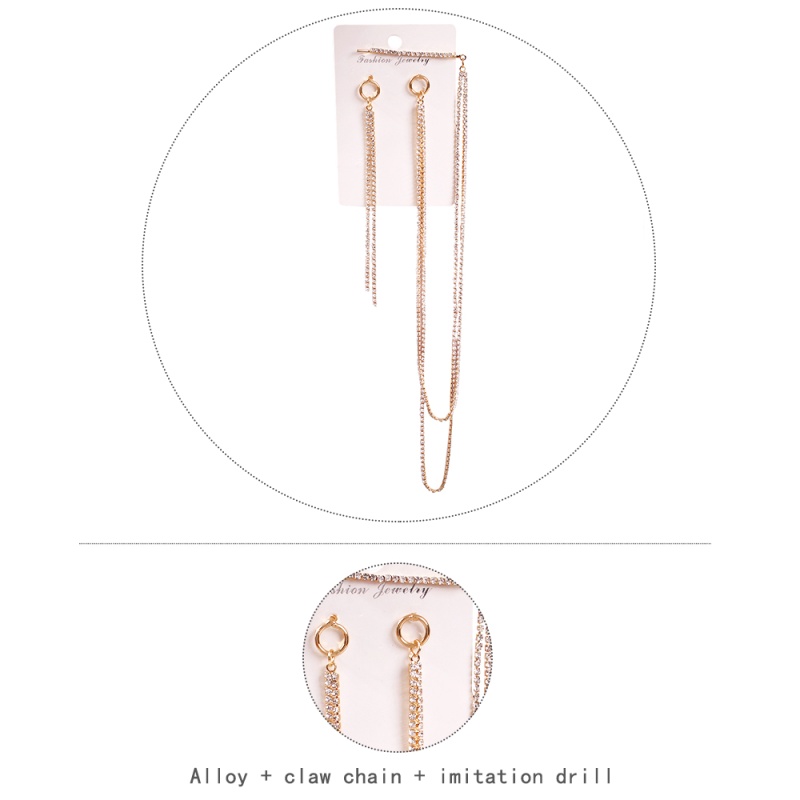 Fashion Gold Alloy Diamond Earrings Hairpin Integrated Chain,Drop Earrings