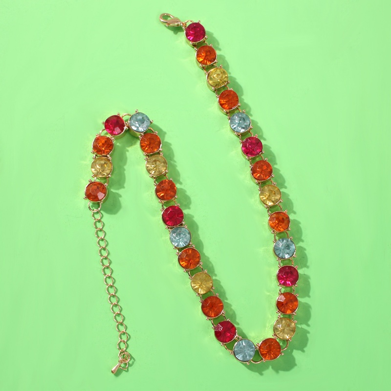 Fashion Colorful Diamond Alloy Diamond Necklace,Bib Necklaces