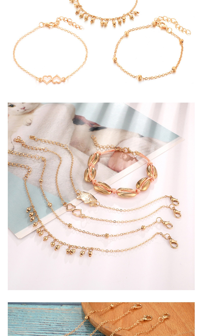 Fashion Gold Alloy Fringed Elephant 缕 Hollow Shell 5 Layer Anklet,Fashion Anklets