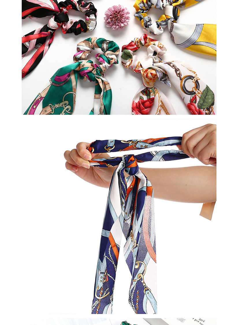 Fashion Navy Printed Silk Tow Band,Hair Ring