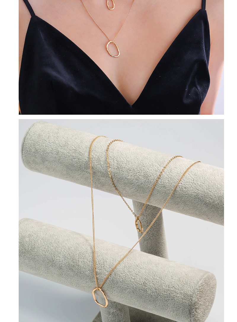 Fashion Golden Shaped Circle Ring Shaped Ring Double Layer Multi-layer Necklace,Multi Strand Necklaces