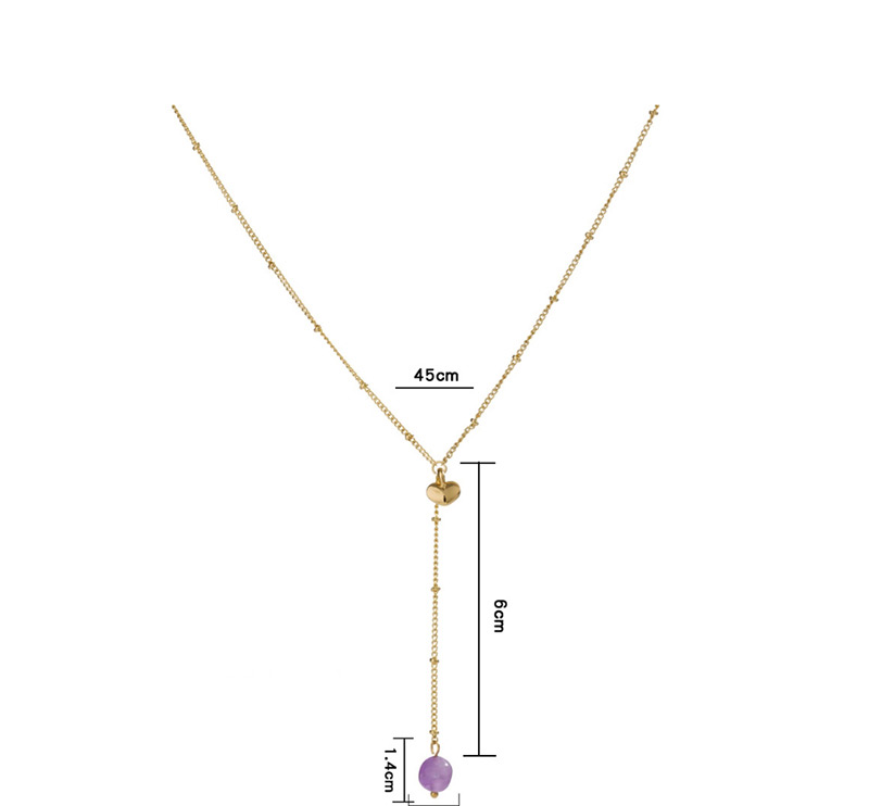 Fashion Light Purple Natural Stone Metal Letter Natural Stone Pearl Map Multi-layer Necklace,Multi Strand Necklaces