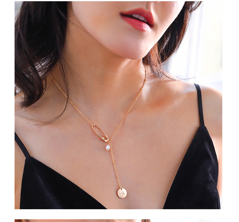 Fashion Pearl + Map Metal Letter Natural Stone Pearl Map Multi-layer Necklace,Multi Strand Necklaces