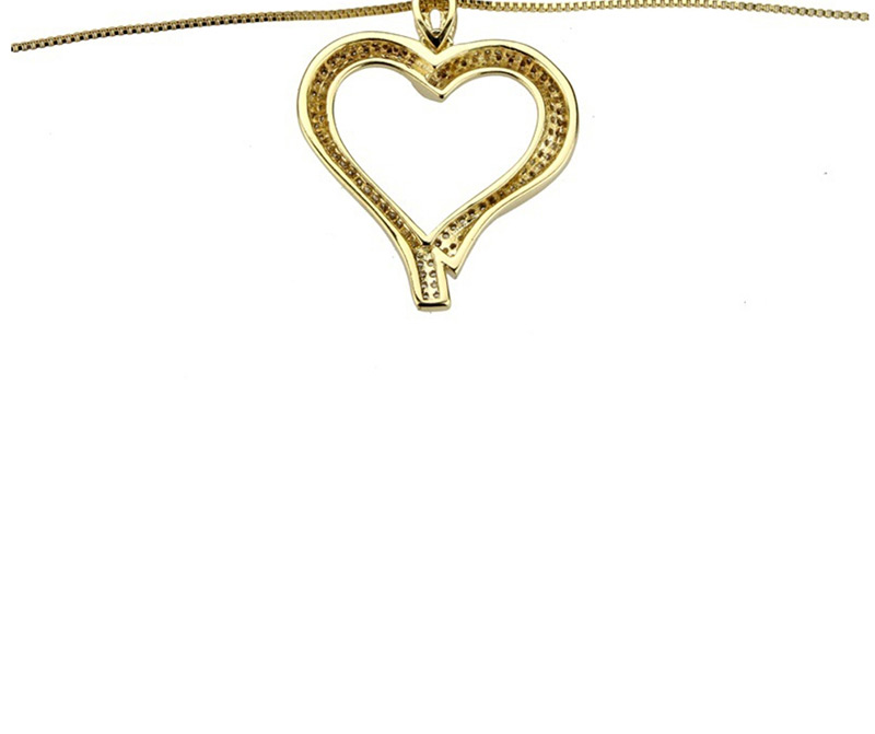 Fashion Gold Heart-shaped Zircon Copper-plated Hollow Love Necklace,Necklaces