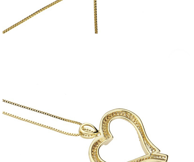 Fashion Gold Heart-shaped Zircon Copper-plated Hollow Love Necklace,Necklaces