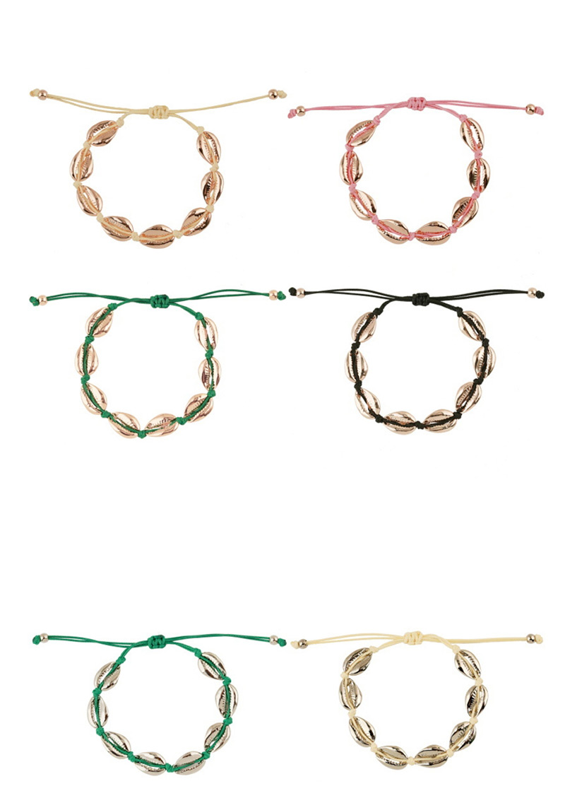 Fashion Khaki Line + Large Color Mixing Alloy Shell Weave Bracelet,Fashion Bracelets