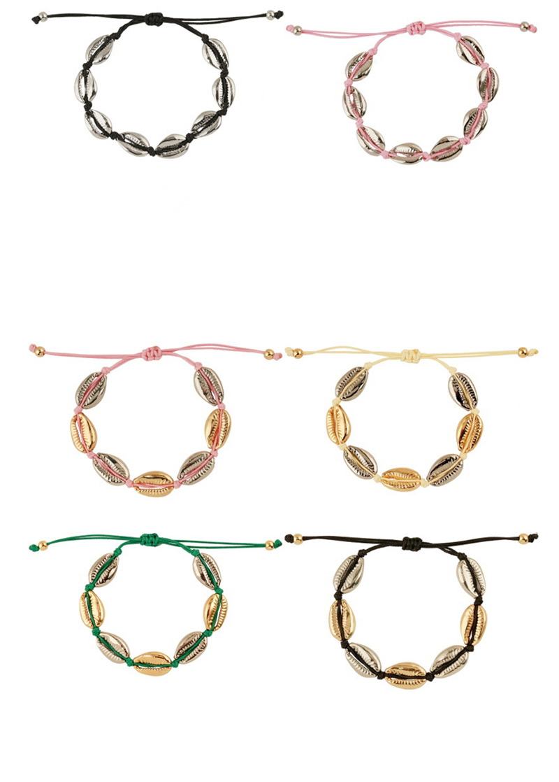 Fashion Powder Line + Small Rose Gold Alloy Shell Weave Bracelet,Fashion Bracelets