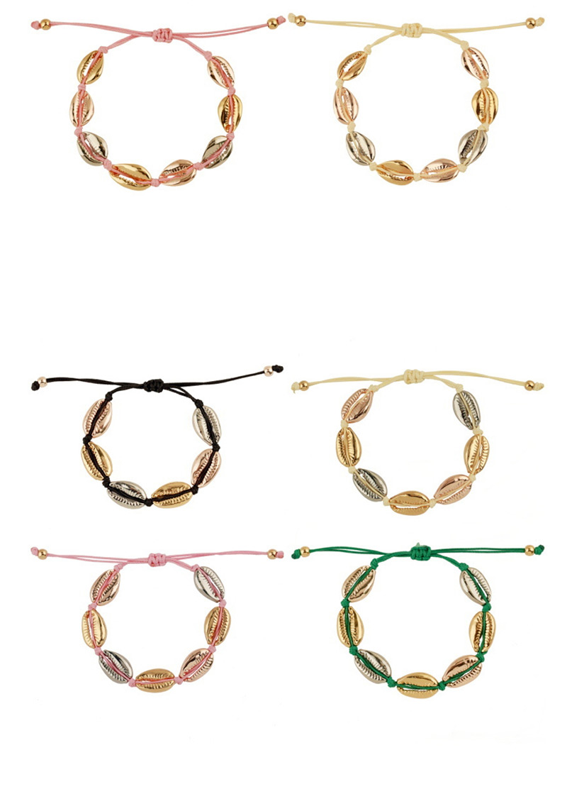 Fashion Khaki Line + Small Color Mixing Alloy Shell Weave Bracelet,Fashion Bracelets