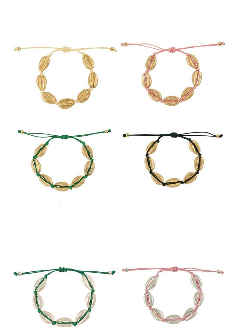 Fashion Small Khaki Line + Gold Alloy Shell Weave Bracelet,Fashion Bracelets