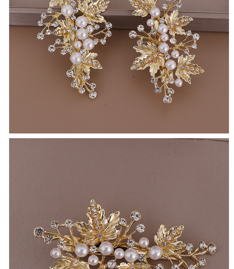 Fashion Silver Leaf Pearl-studded Hair Clip Set,Hairpins