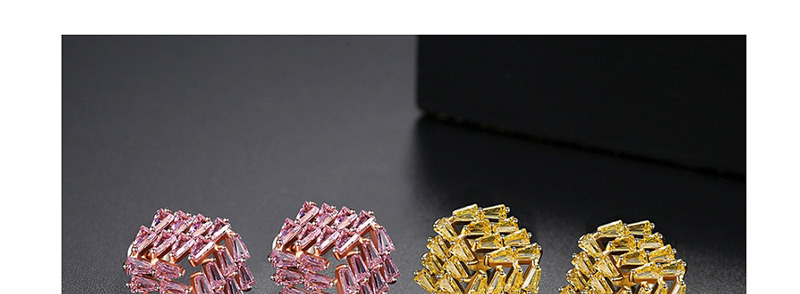 Fashion Pink Ladder Zirconium Stud Earring,Earrings