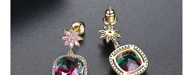 Fashion Color Square Flower Earrings,Earrings