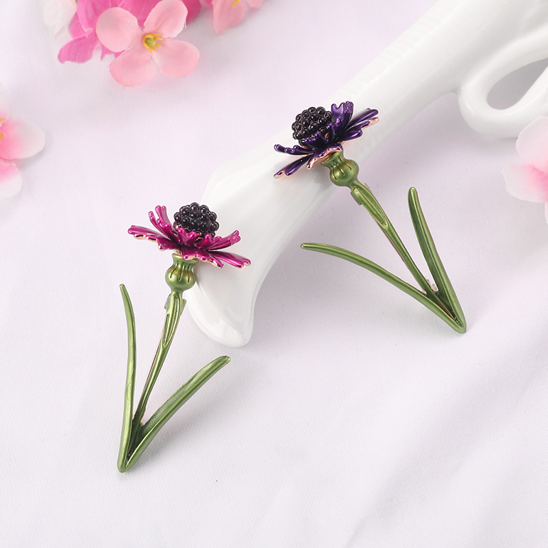 Fashion Purple Drop Of Oil Cornflower Brooch,Korean Brooches