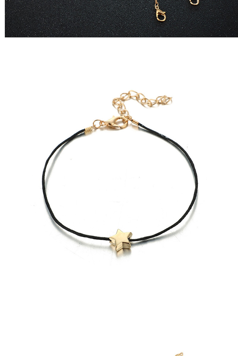 Fashion Gold Stars: Leaves: Square Eyes: Alloy Feather Line: Anklet: 5 Piece Set,Fashion Anklets
