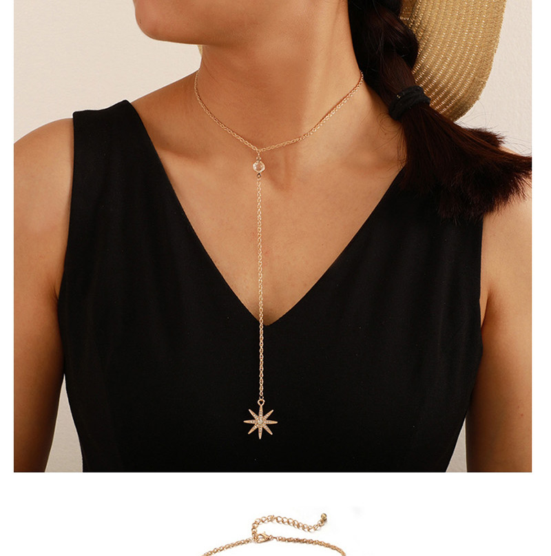Fashion Gold Diamond Alloy Star Necklace,Multi Strand Necklaces