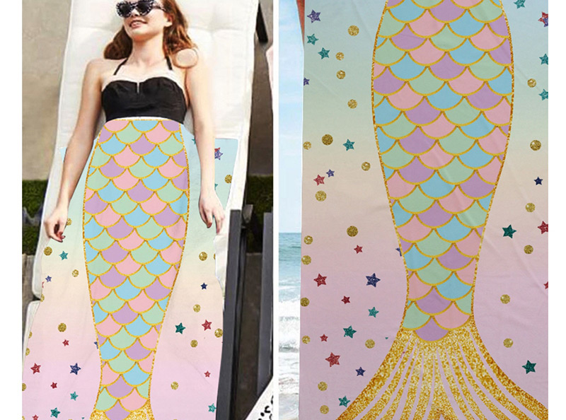Fashion Colored Fish Square Microfiber Mermaid Beach Towel,Cover-Ups