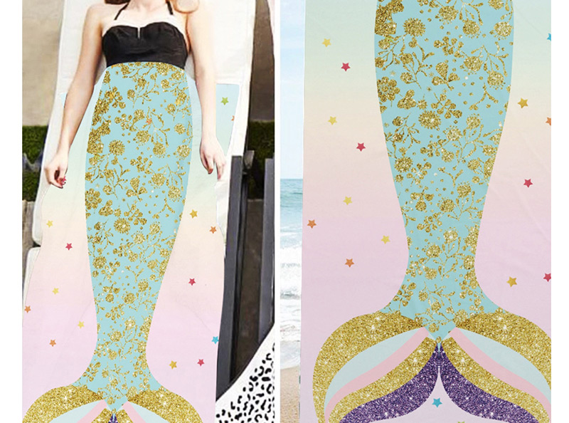 Fashion Black Bottom Square Microfiber Mermaid Beach Towel,Cover-Ups