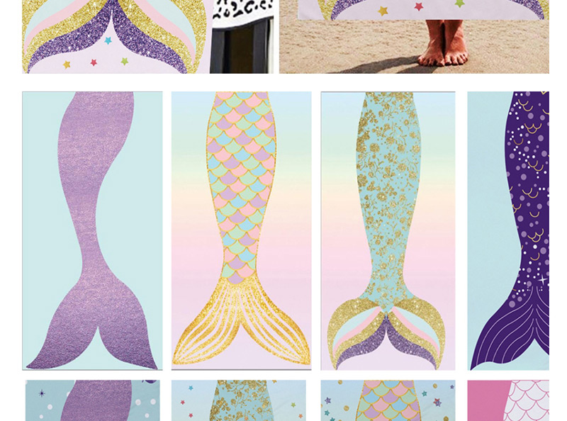Fashion Colored Fish Square Microfiber Mermaid Beach Towel,Cover-Ups