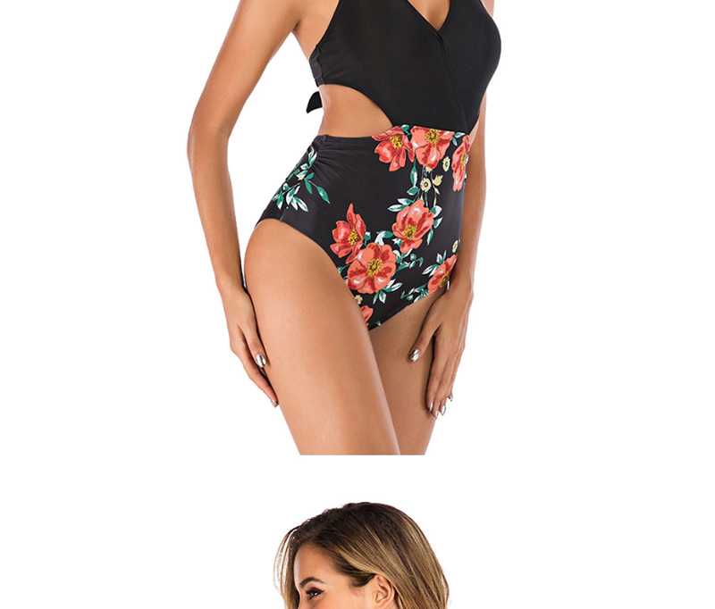 Fashion Black Printed One-piece Swimsuit,One Pieces