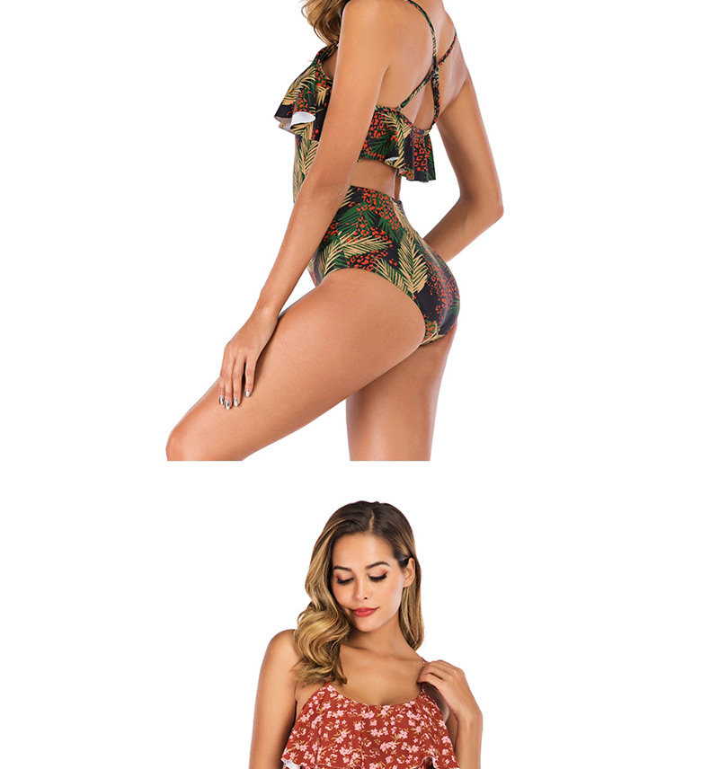 Fashion Red Ruffled One-piece Swimsuit,One Pieces