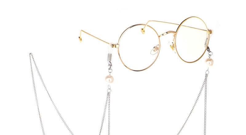 Fashion Silver Metal Round Large Frame Pearl Chain Glasses Chain,Sunglasses Chain