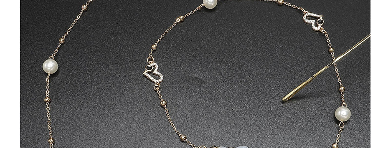 Fashion Gold Pearl Peach Heart Diamond Sweater Chain Glasses Chain Two,Sunglasses Chain
