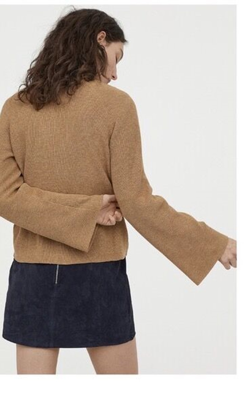Fashion Khaki V-neck Knit Cardigan,Sweater