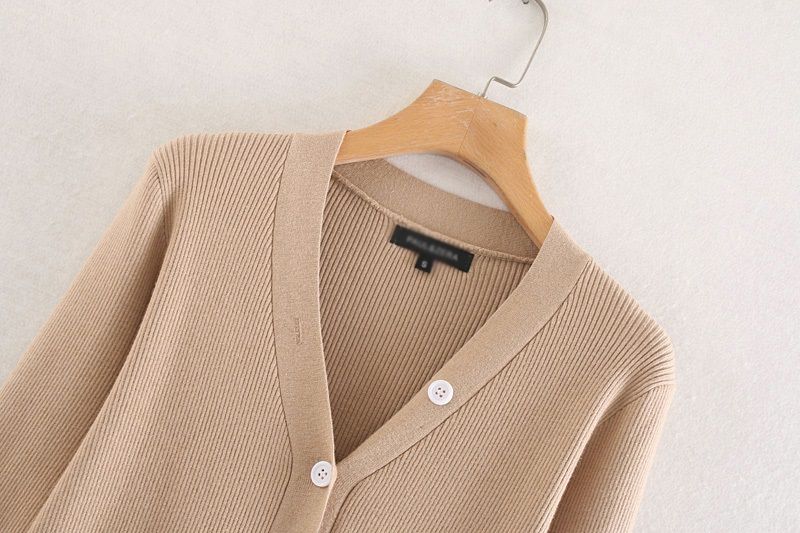 Fashion Khaki Button Knit Cardigan,Sweater