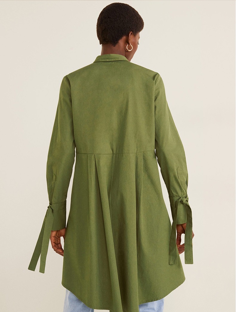 Fashion Green Cotton Short Front And Long Shirt,Tank Tops & Camis
