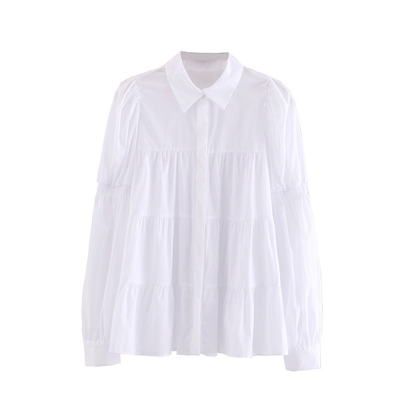 Fashion White Pleated Stitching Shirt,Tank Tops & Camis
