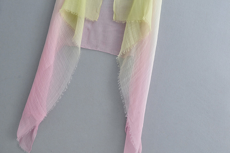 Fashion Yellow + Pink Gradient Silk Scarf Sunscreen Shawl,Thin Scaves