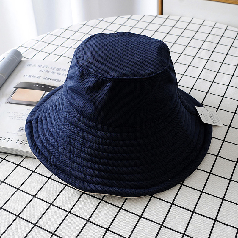 Fashion Black + Blue And White Stripes Double-sided Fisherman Hat,Sun Hats